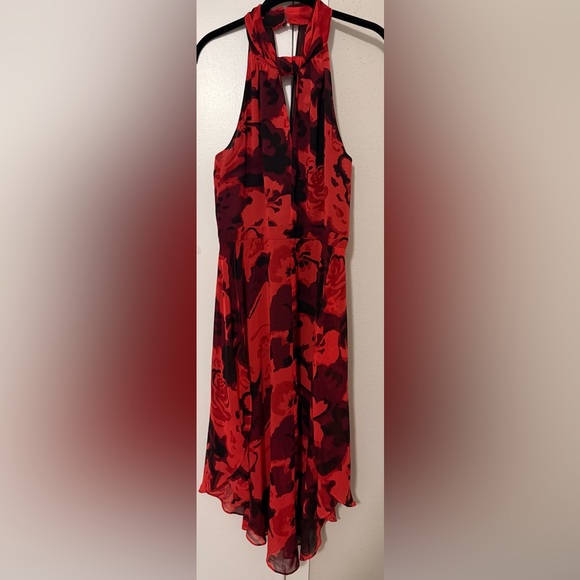 RACHEL Rachel Roy Red and Black One-Shoulder Floral Midi Dress - Picture 3 of 7